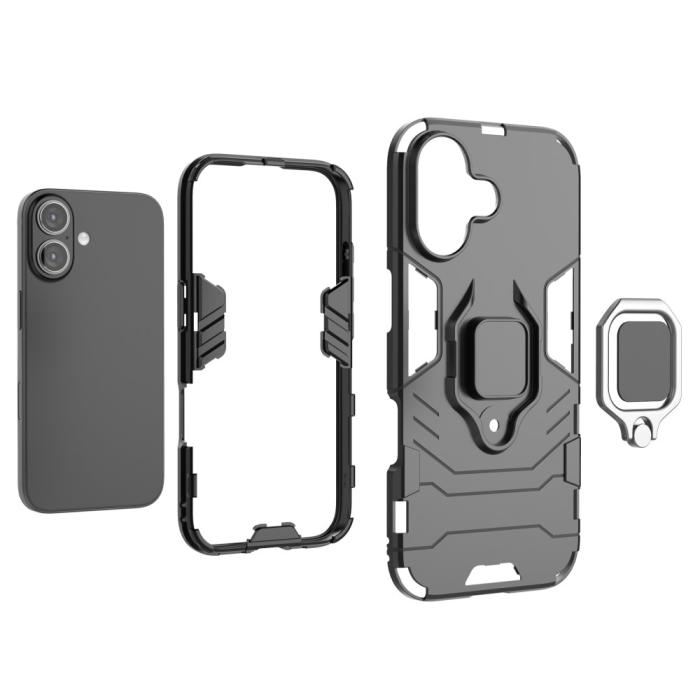 Bild 3, iPhone 16 Skal Hybrid Ring Armor Svart
