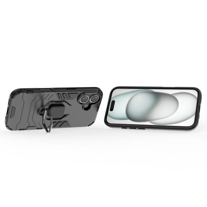 Bild 4, iPhone 16 Skal Hybrid Ring Armor Svart