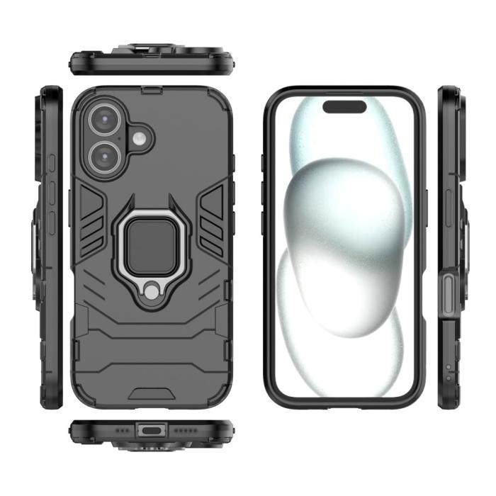 Bild 5, iPhone 16 Skal Hybrid Ring Armor Svart
