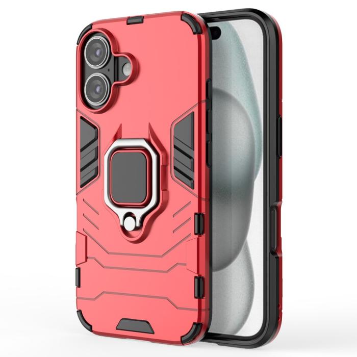 Bild 1, iPhone 16 Skal Hybrid Ring Armor Röd