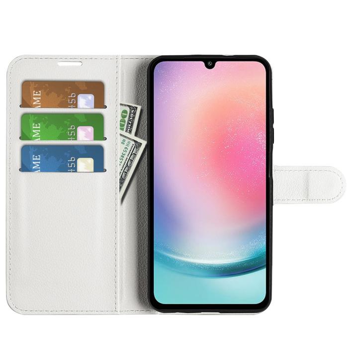 Bild 2, Samsung Galaxy A25 5G Fodral Litchi Läder Vit