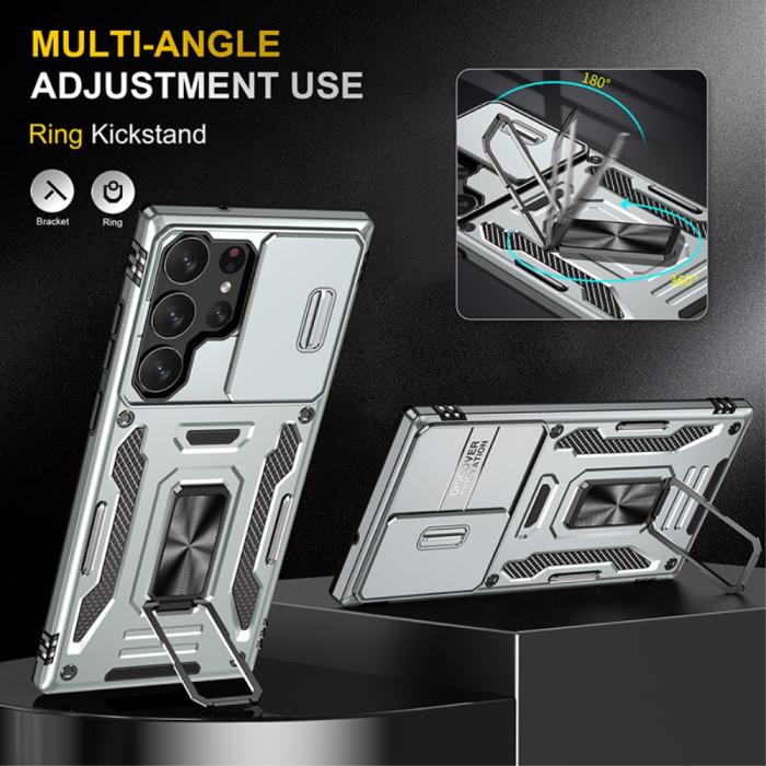 Bild 4, Samsung Galaxy S23 Ultra Skal Hybrid Ring Armor Grå