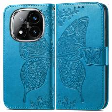 Xiaomi Redmi Note 14 Pro 5G Fodral L&auml;der Fj&auml;ril Tryck Bl&aring;