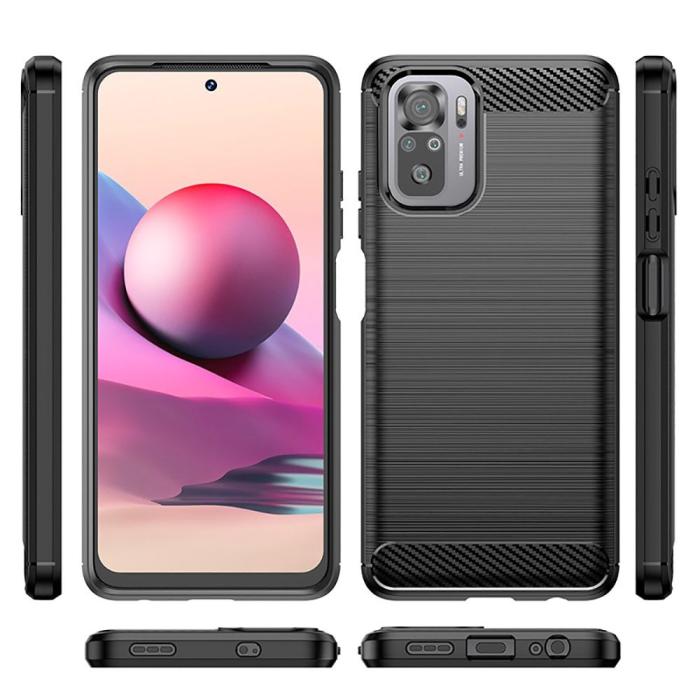 Bild 2, Tech-Protect Xiaomi Redmi Note 10S Skal Borstad Stål Textur Svart