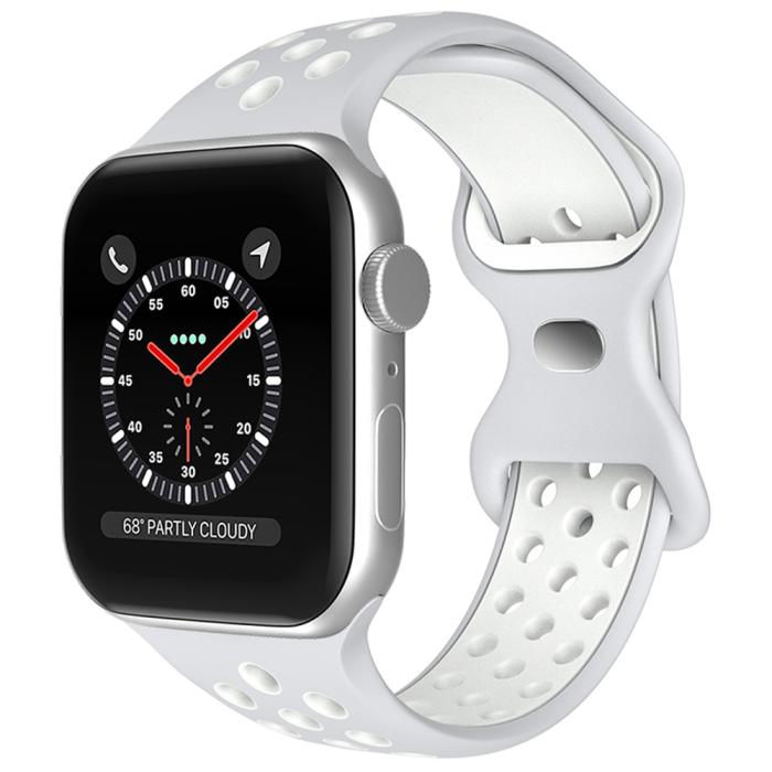 Bild 2, Sportarmband Dual-Color Apple Watch 42/44/45/49 mm (M/L) Grå/Vit