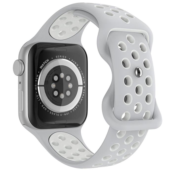 Bild 1, Sportarmband Dual-Color Apple Watch 42/44/45/49 mm (M/L) Grå/Vit