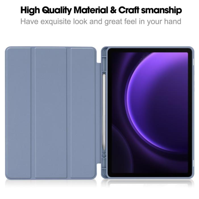 Bild 2, Samsung Galaxy Tab S9 FE Fodral Läder Pennhållare Lila