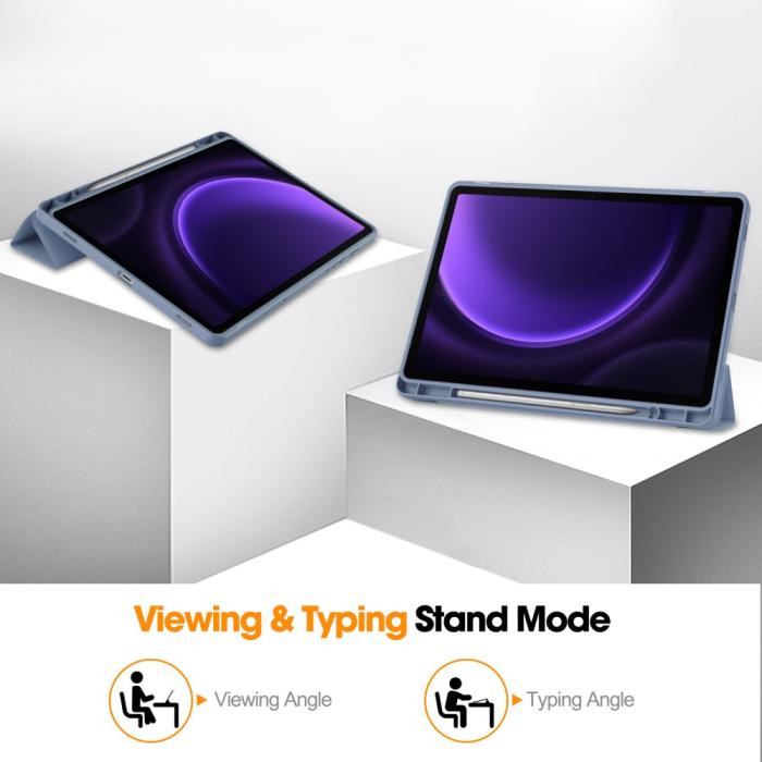Bild 4, Samsung Galaxy Tab S9 FE Fodral Läder Pennhållare Lila