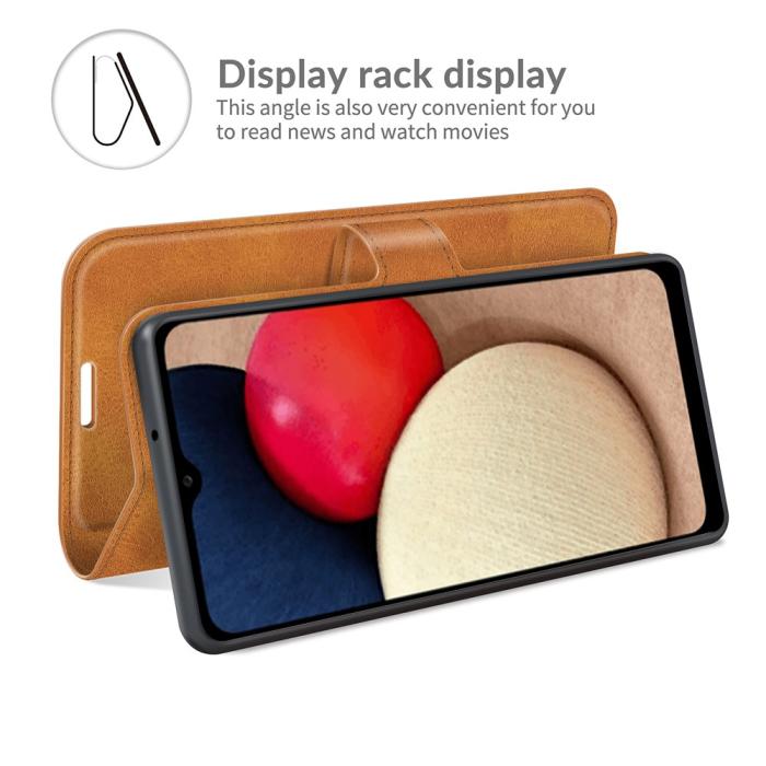 Bild 3, Samsung Galaxy A03s Fodral Läder Ljus Brun