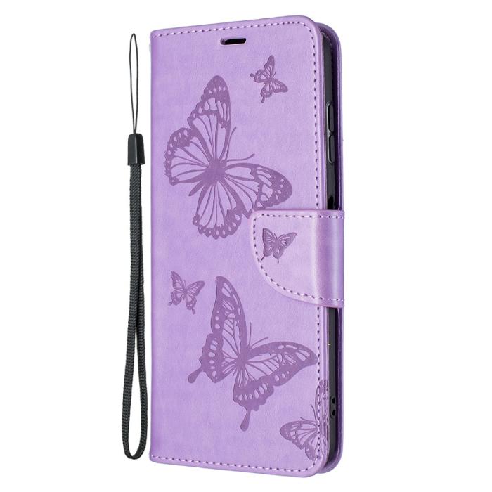 Bild 4, Nokia G10 / G20 Fodral Tryckt Butterfly Läder Lila