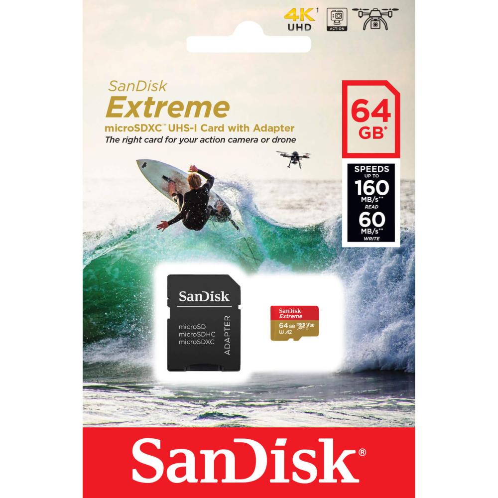 SanDisk MicroSDXC Extreme 64GB 160MB/s Inkl. Adapter