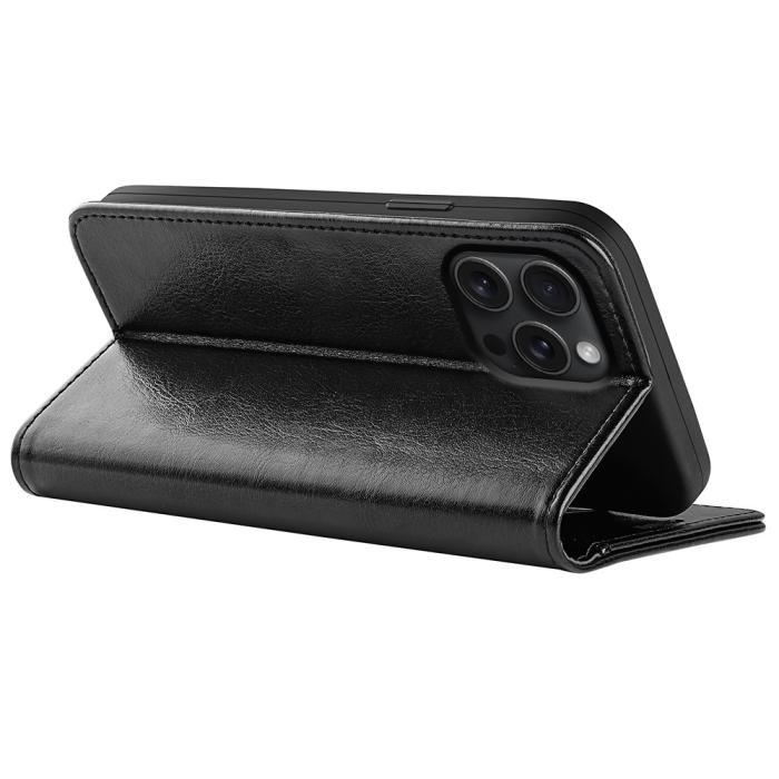 Bild 4, iPhone 16 Pro Fodral Crazy Horse Svart