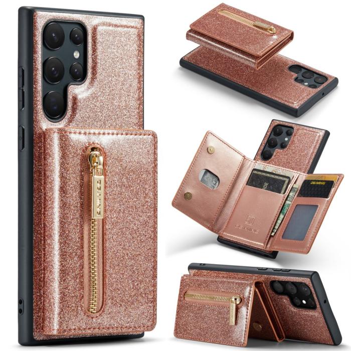 Bild 1, DG.MING Galaxy S24 Ultra Skal Magnetisk Plånbok Glitter Roséguld