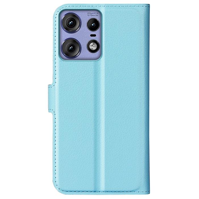 Bild 6, Motorola Edge 50 Pro 5G Litchi Läder Fodral Ljus Blå