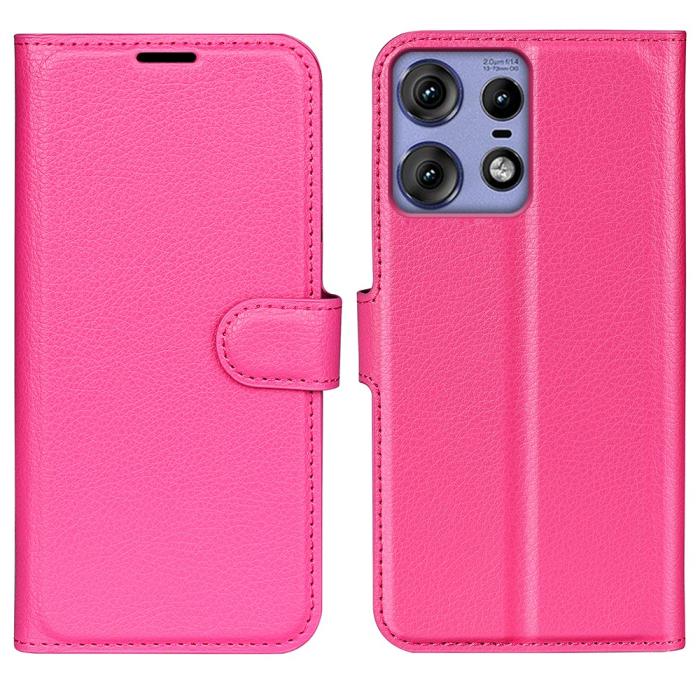 Bild 1, Motorola Edge 50 Pro 5G Litchi Läder Fodral Rosa