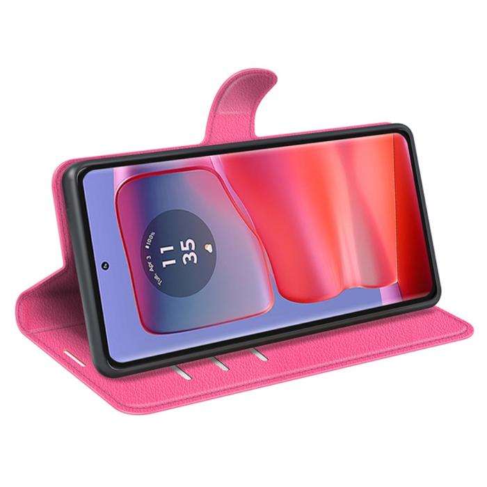 Bild 3, Motorola Edge 50 Pro 5G Litchi Läder Fodral Rosa