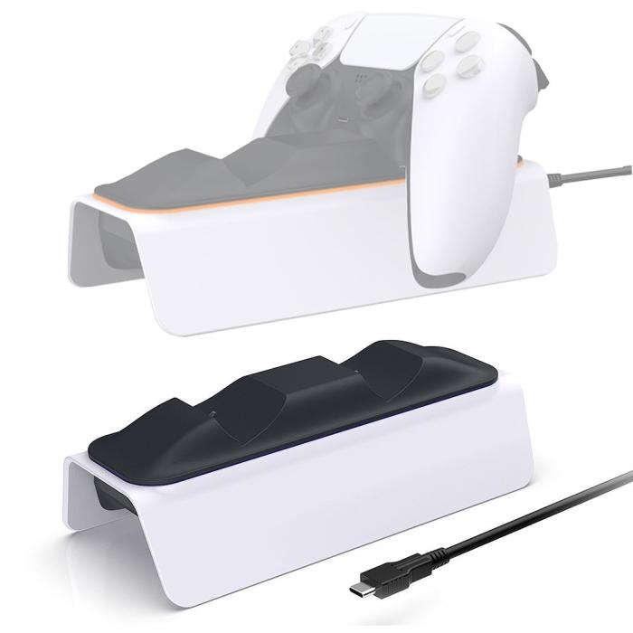 Bild 1, DOBE Sony PS5 DualSense LED Laddningsstation Vit