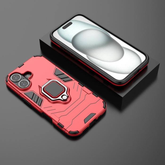 Bild 6, iPhone 16 Skal Hybrid Ring Armor Röd