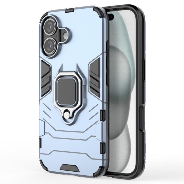 Bild 1, iPhone 16 Skal Hybrid Ring Armor Blå