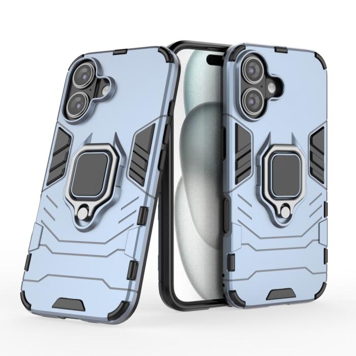 Bild 2, iPhone 16 Skal Hybrid Ring Armor Blå