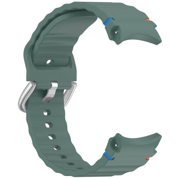 Bild 3, Galaxy Watch 5/5 Pro/6/7/FE Armband Silikon Wave Design Grön