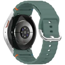 Galaxy Watch 5/5 Pro/6/7/FE Armband Silikon Wave Design Gr&ouml;n