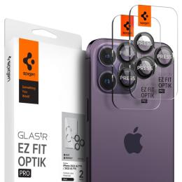 Spigen iPhone 14 Pro/Pro Max/15 Pro/Pro Max 2-PACK Optik.tR "Ez Fit" Linsskydd