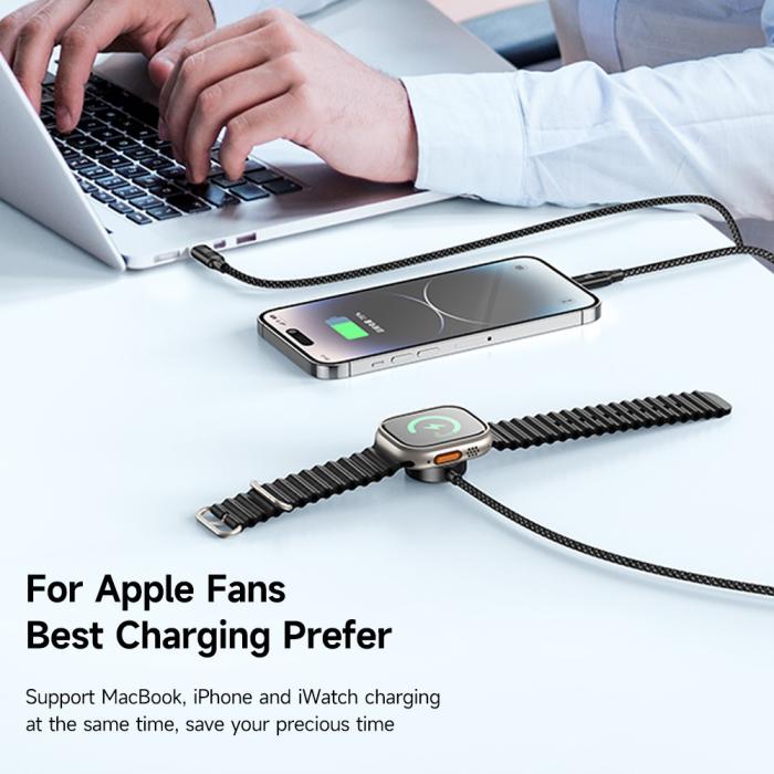 Bild 3, Mcdodo 1.2m 3in1 USB-C Till USB-C 100W/Lightning/Apple Watch