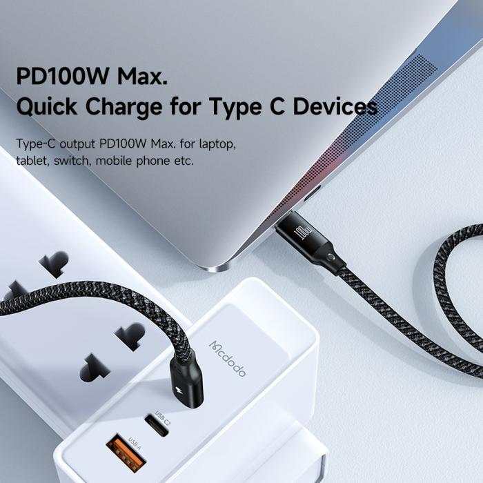 Bild 6, Mcdodo 1.2m 3in1 USB-C Till USB-C 100W/Lightning/Apple Watch