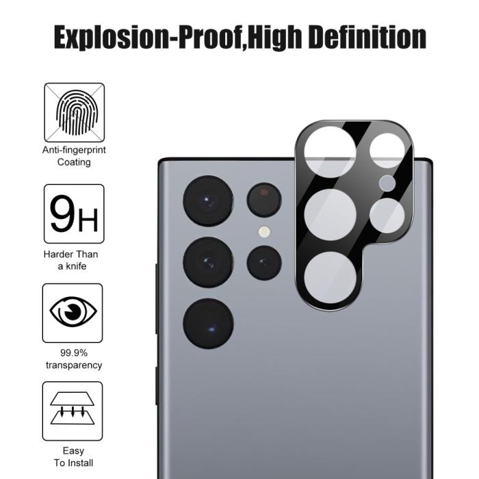 Bild 3, Samsung Galaxy S23 Ultra Linsskydd Härdat Glas Svart