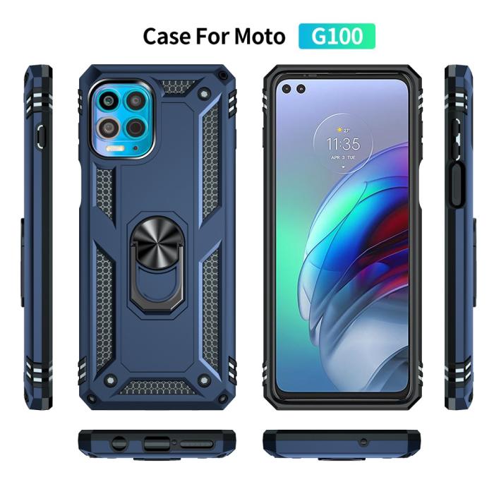 Bild 3, Motorola Moto G100 Skal Hybrid Ring Skal Blå