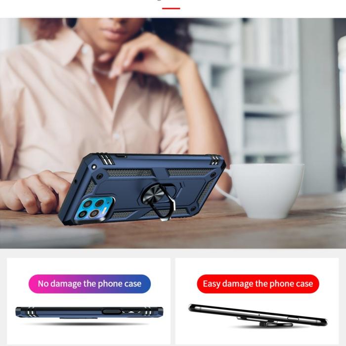 Bild 4, Motorola Moto G100 Skal Hybrid Ring Skal Blå