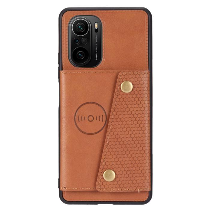 Bild 2, Xiaomi Mi 11i - Läder Skal Med Kortfack Och Magnet - Brun