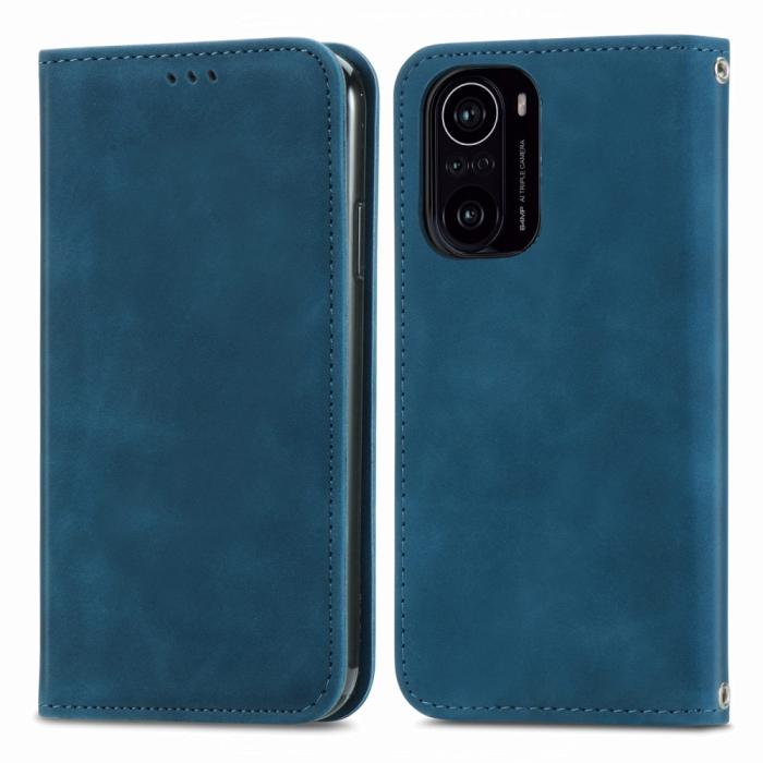 Bild 1, Xiaomi Mi 11i - Vintage Läder Flip Fodral - Blå