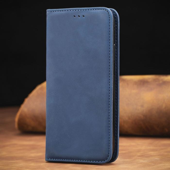 Bild 2, Xiaomi Mi 11i - Vintage Läder Flip Fodral - Blå
