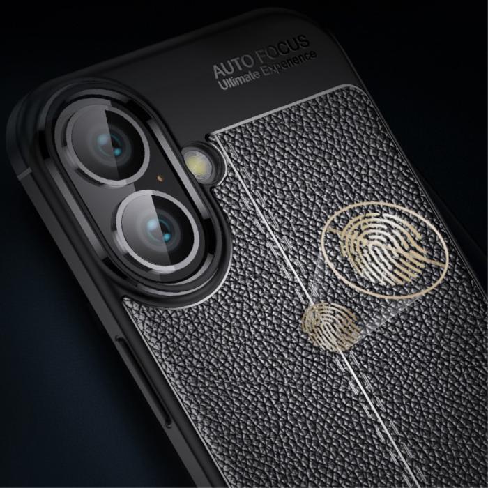 Bild 3, iPhone 16 Plus Skal Med Litchi Textur Svart