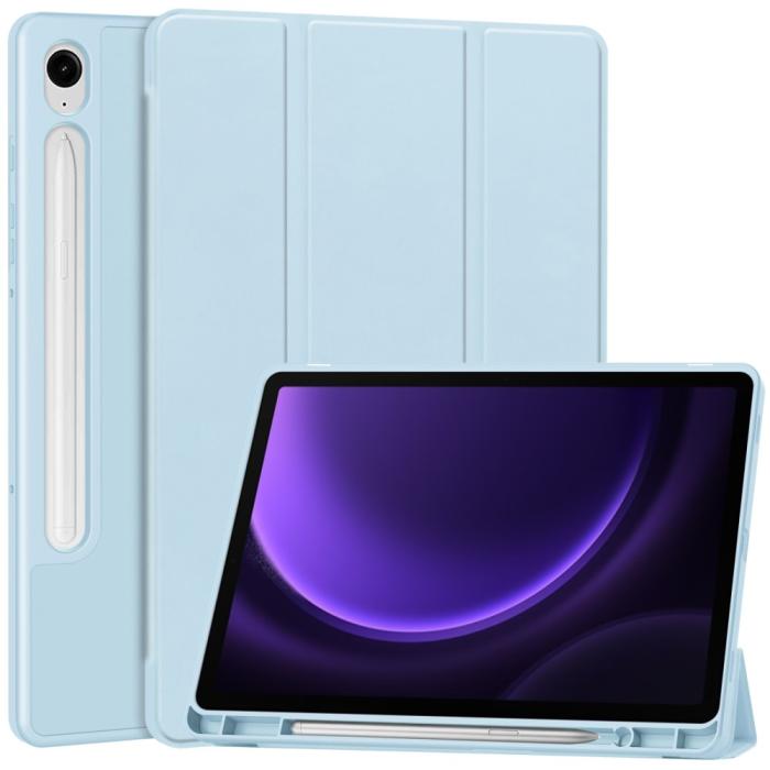 Bild 1, Samsung Galaxy Tab S9 FE Fodral Läder Pennhållare Ljus Blå