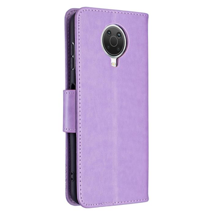 Bild 5, Nokia G10 / G20 Fodral Tryckt Butterfly Läder Lila
