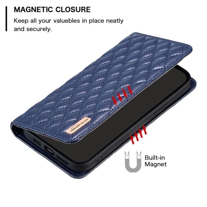 Bild 4, BINFEN Galaxy S25 Ultra Fodral Flip Diamond Läder Blå