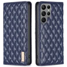 BINFEN Galaxy S25 Ultra Fodral Flip Diamond L&auml;der Bl&aring;