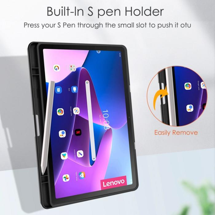 Bild 3, Lenovo Tab M10 Plus Gen 3 Fodral Tri-Fold Hybrid Svart