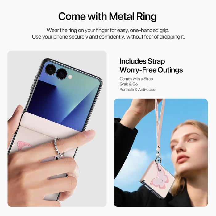 Bild 4, DUX DUCIS Samsung Galaxy Z Flip 8 Skal PU-Läder Fjäril
