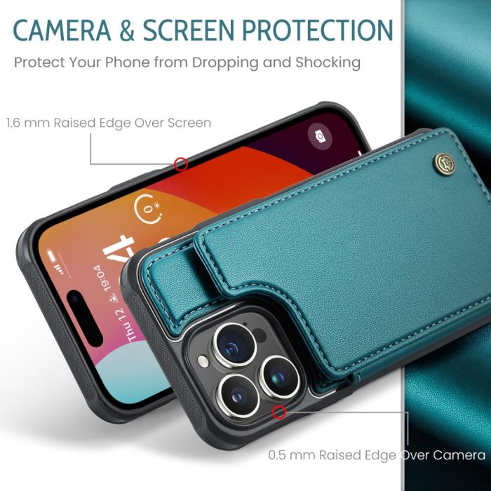 Bild 5, CASEME iPhone 15 Pro Skal RFID Kickstand Plånbok Grön