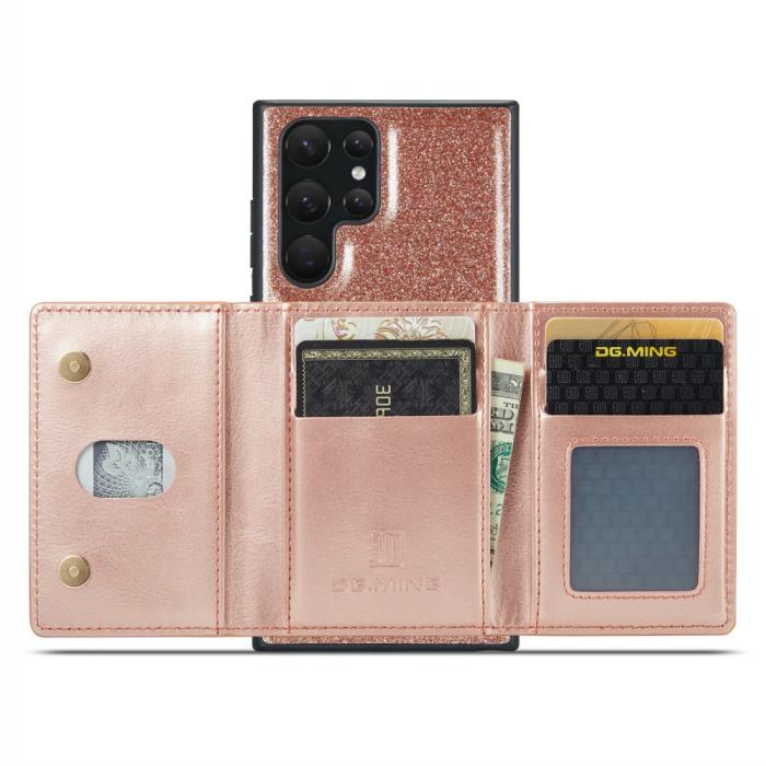 Bild 4, DG.MING Galaxy S24 Ultra Skal Magnetisk Plånbok Glitter Roséguld