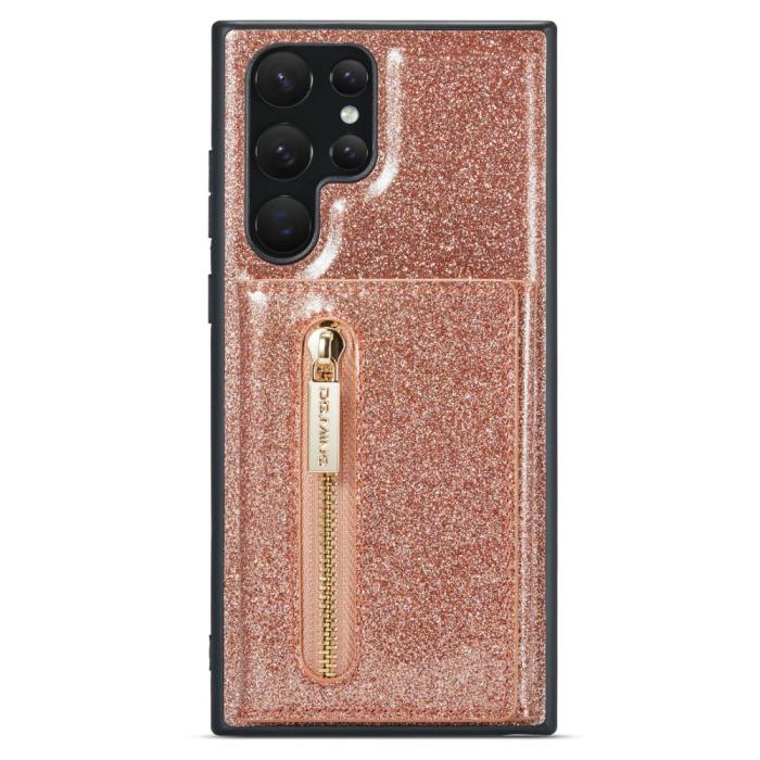 Bild 5, DG.MING Galaxy S24 Ultra Skal Magnetisk Plånbok Glitter Roséguld