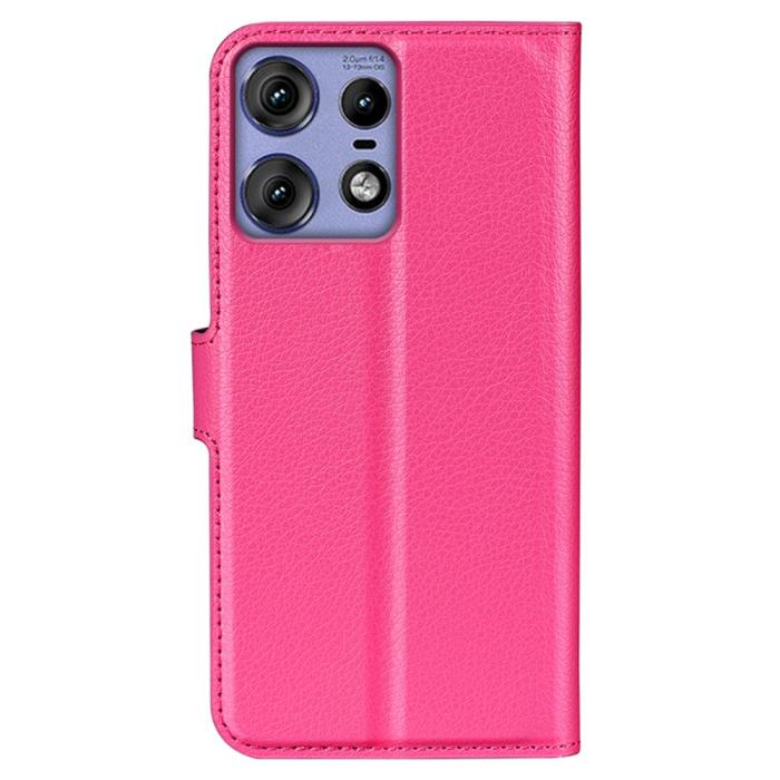 Bild 6, Motorola Edge 50 Pro 5G Litchi Läder Fodral Rosa
