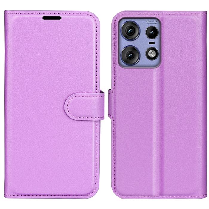 Bild 1, Motorola Edge 50 Pro 5G Litchi Läder Fodral Lila