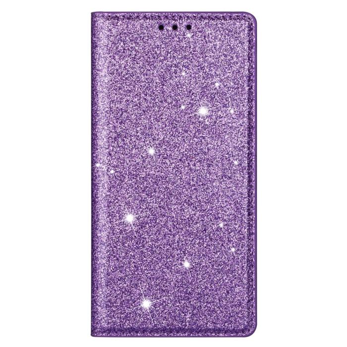 Bild 6, iPhone 15 Plus Fodral Flip Glitter Lila