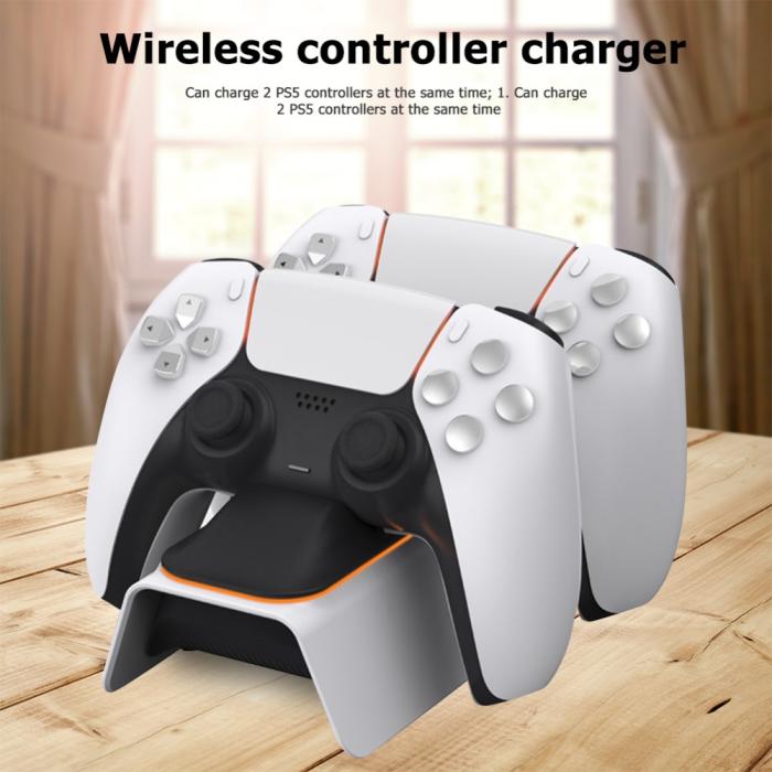 Bild 2, DOBE Sony PS5 DualSense LED Laddningsstation Vit