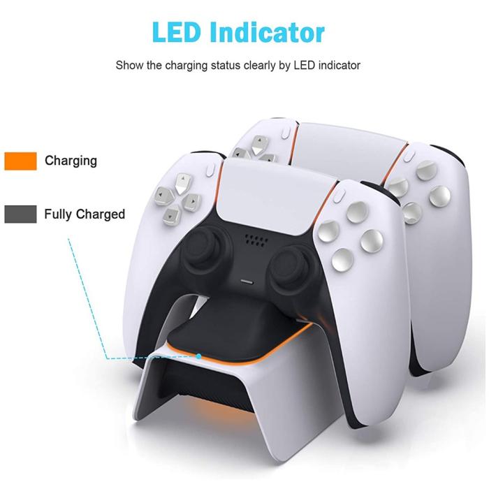 Bild 4, DOBE Sony PS5 DualSense LED Laddningsstation Vit